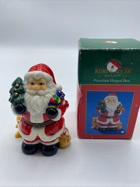Santa Claus Trinket Box Hinged Christmas Trinket Box Kurt Adler Holiday Decor